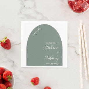 Sage Green and White Arch Wedding   Napkin