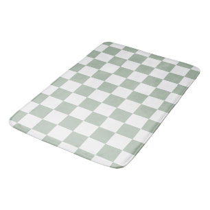 Sage Green and White Chequered Bath Mat