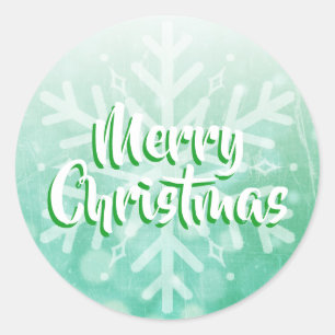 Sage Green and White Christmas Snowflake Classic Round Sticker