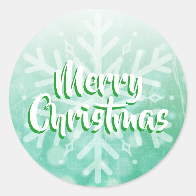 Sage Green and White Christmas Snowflake Classic Round Sticker (Front)