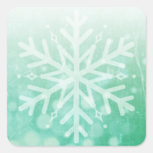 Sage Green and White Christmas Snowflake Square Sticker