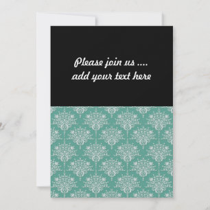 Sage Green and White Floral Damask Invitation