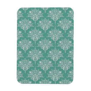 Sage Green and White Floral Damask Magnet
