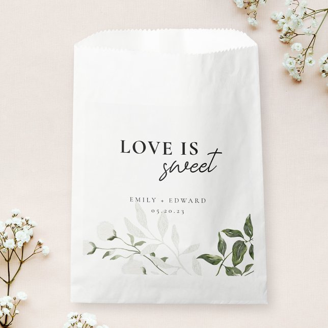 Sage Green and White Floral Love is Sweet Favour Bags (Creator Uploaded)