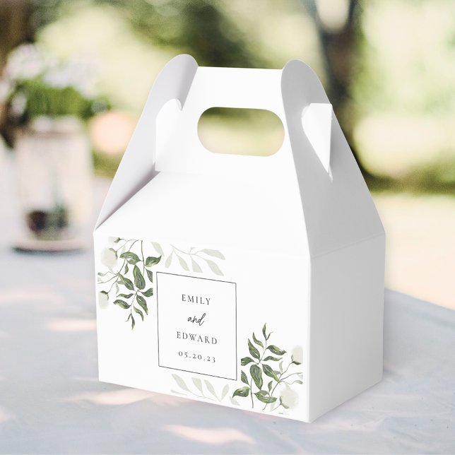 Sage Green and White Floral Wedding Favour Box (Creator Uploaded)