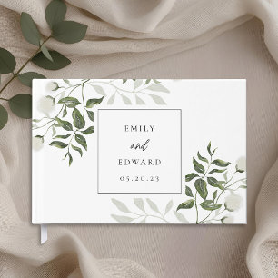 Sage Green and White Floral Wedding Guest Book