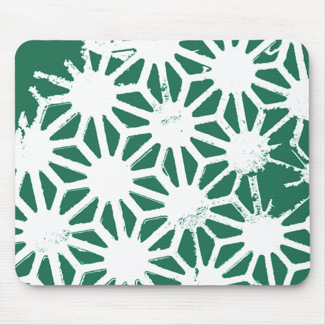 Sage green and white geometric pattern mouse mat (Front)