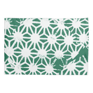 Sage green and white geometric pattern pillowcase