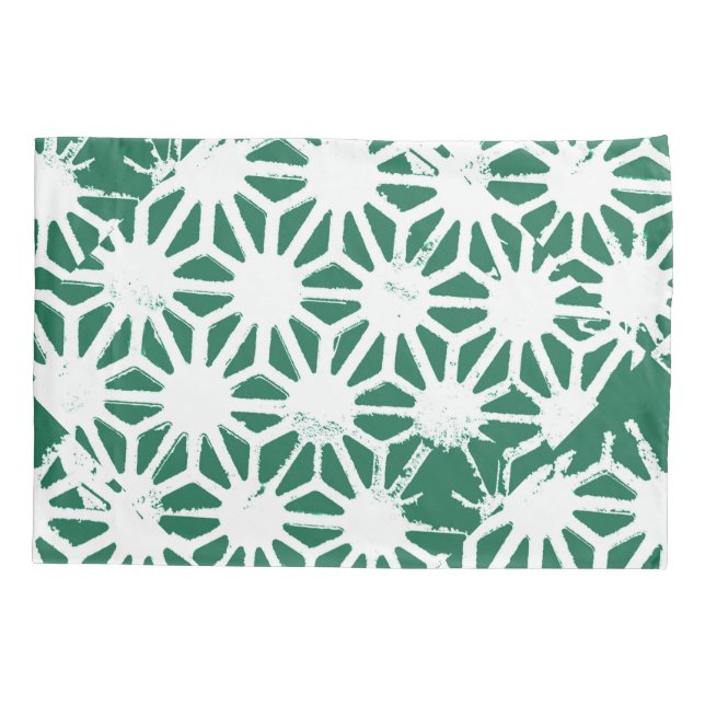 Sage green and white geometric pattern pillowcase (Back)