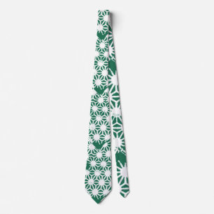 Sage green and white geometric pattern tie
