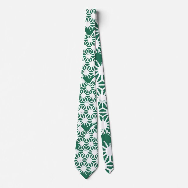 Sage green and white geometric pattern tie (Front)
