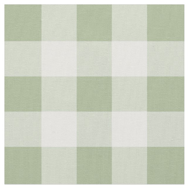 Sage Green and White Gingham Pattern Fabric (Close Up)