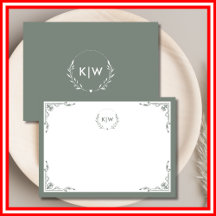 Sage Green and White | Modern Initials Monogram