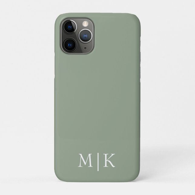 Sage Green and White | Modern Monogram Case-Mate iPhone Case (Back)