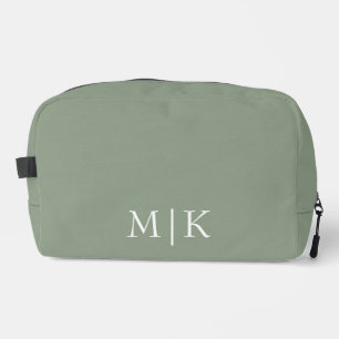 Sage Green and White Modern Monogram Dopp Kit