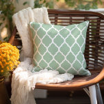 Sage Green and White Moroccan Pattern Cushion<br><div class="desc">Design your own custom throw pillow in any colour to perfectly coordinate with your home decor in any room! Use the design tools to change the background colour behind the white Moroccan quatrefoil lattice pattern, or add your own text to include a name, monogram initials or other special text. Every...</div>