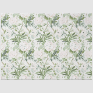 Sage Green and White Peony Garden Print Tissue Paper