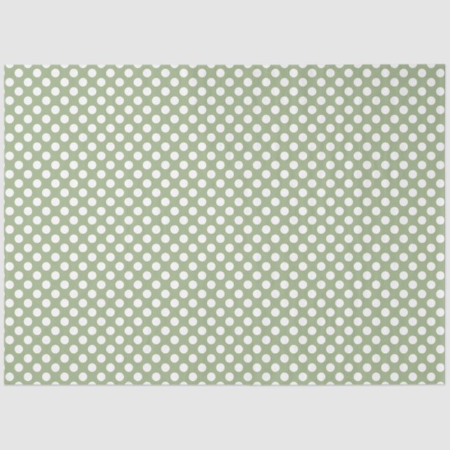 Sage Green and White Polka Dot Tissue Paper (Front)