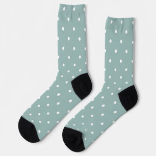 Sage Green And White Polka Dots Cottagecore Aesthe Socks