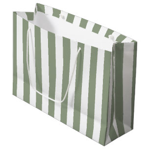 Sage Green and White Stripe Large Gift Bag