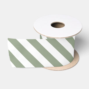 Sage Green and White Stripe Satin Ribbon
