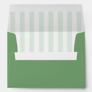 Sage Green and White Stripes Retro Wedding Envelope