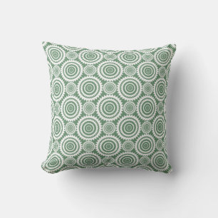 Sage Green and White Stylish Circles Pattern Cushion