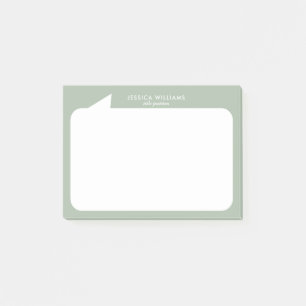 Sage-green and white talk bubble Custom Name Post-it Notes