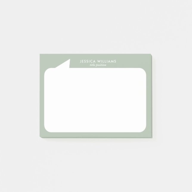 Sage-green and white talk bubble Custom Name Post-it Notes (Front)