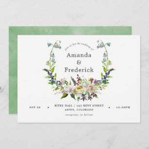 Sage Green and White Watercolor Floral Wedding Invitation