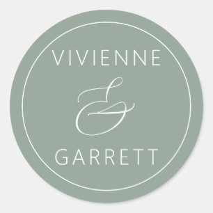 Sage Green and White Wedding Envelope Seals