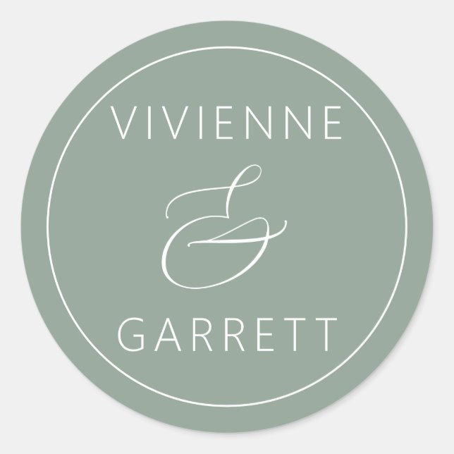 Sage Green and White Wedding Envelope Seals (Front)