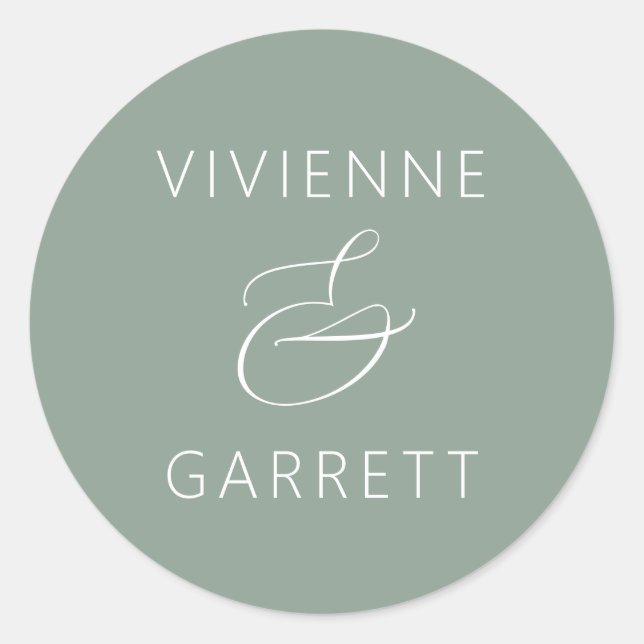 Sage Green and White Wedding Envelope Seals (Front)