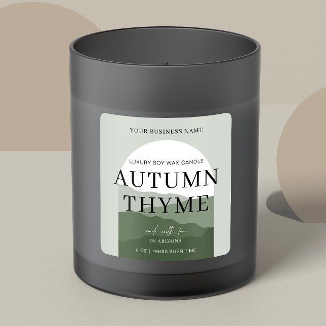 Sage Green Arch Bohemian Scent Name Candle Square Sticker (Creator Uploaded)