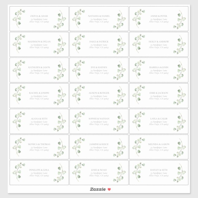 Sage Green Arch Botanical Wedding Guest Address (Sheet)