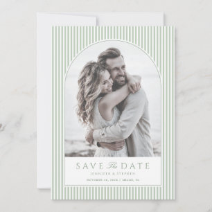 Sage Green Arch Photo Save the Date Invitation