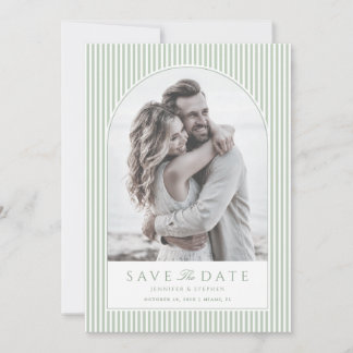 Sage Green Arch Photo Save the Date Invitation