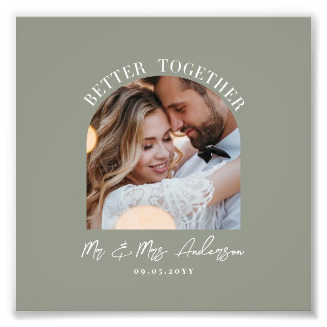 Sage green arch photo wedding gift home decor (Front)