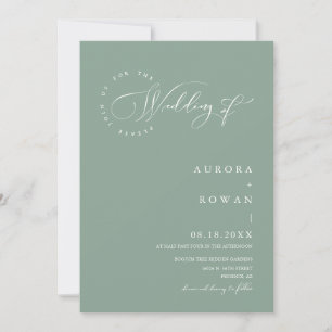 Sage Green Arch QR Code Wedding Photo Invitation