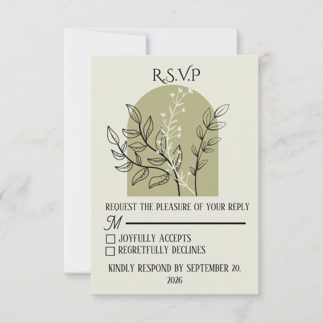 Sage Green Arch RSVP Card (Front)