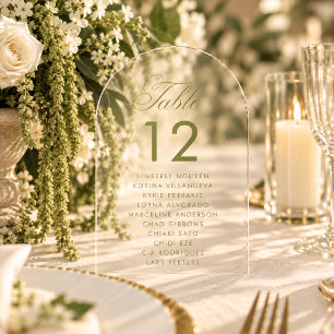 Sage Green Arch Seating Chart Wedding Table Sign Acrylic Invitations