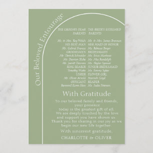 Sage Green Arch Wedding Ceremony Program Flat Card
