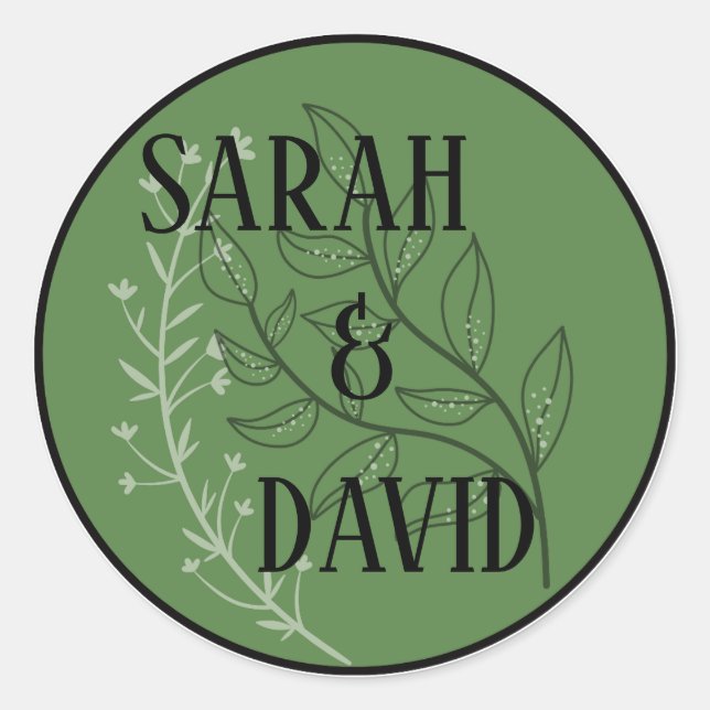 Sage Green Arch Wedding Sticker (Front)