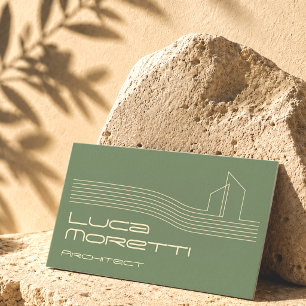 Sage Green Architect Organic Elegant Lines Work Business Card