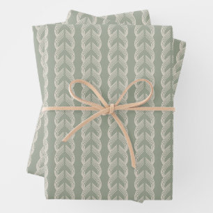Sage Green Art Deco Arch Luxury Pattern Wrapping Paper Sheet