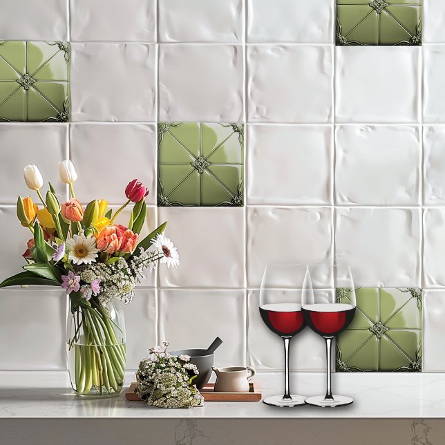 Sage Green Art Deco  Ceramic Tile (Creator Uploaded)