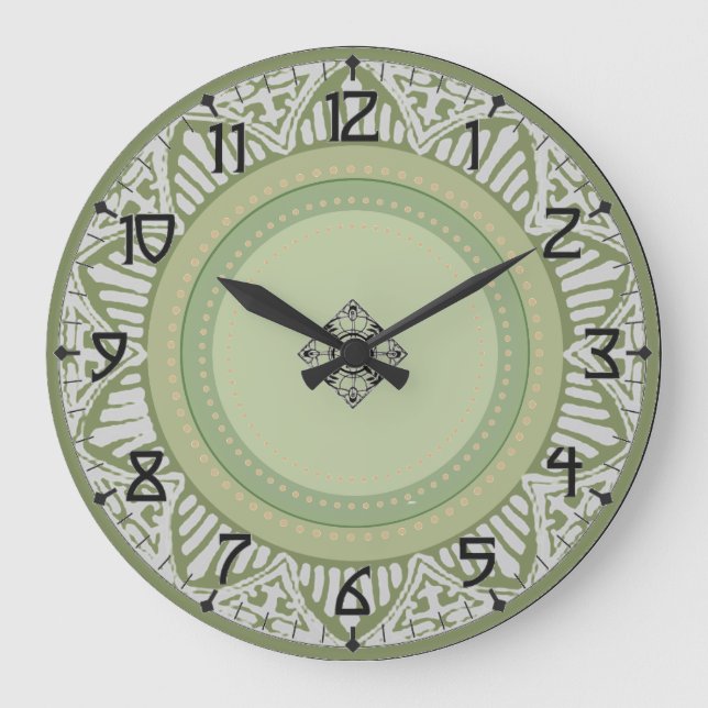 Sage Green Art Deco Large Clock (Front)