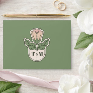 Sage Green Art Nouveau Floral Wedding Envelope