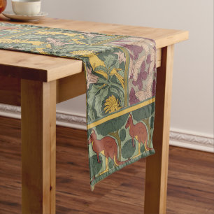 Sage Green Art Nouveau Hoopoe Butterfly Art Short Table Runner