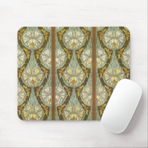 Sage Green Art Nouveau Lily Insect Pattern Mouse Mat